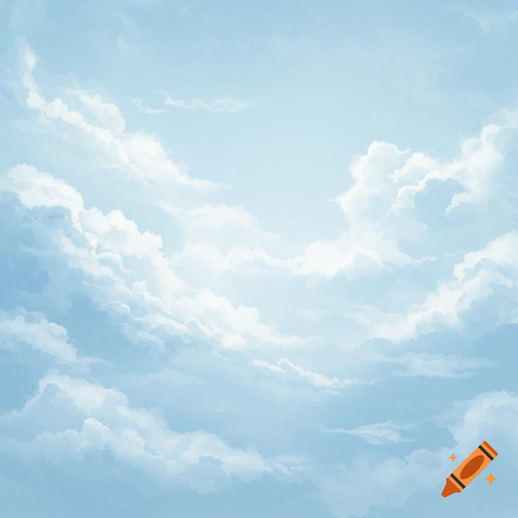 A light blue sky filled with white and light gray clouds.