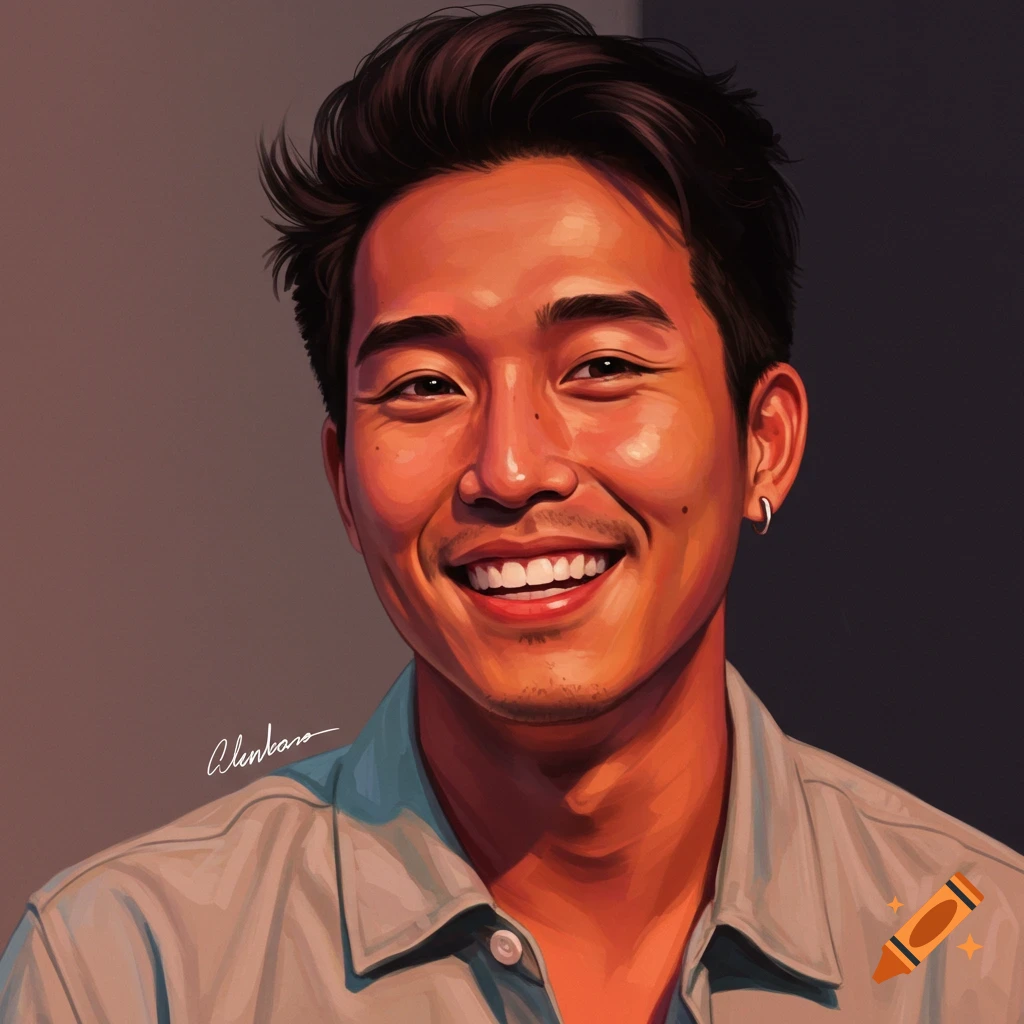Portrait of a smiling man with a hoop earring.