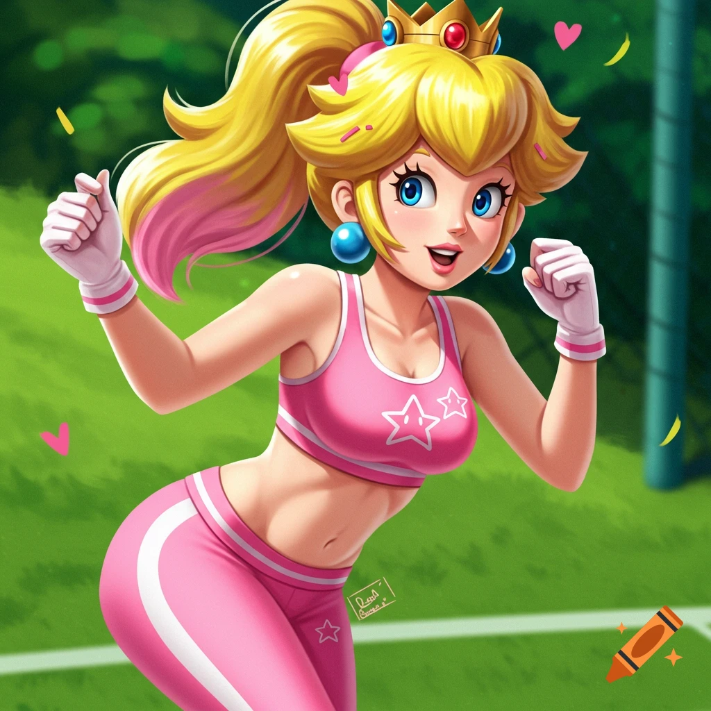 Princess Peach in a pink sports outfit