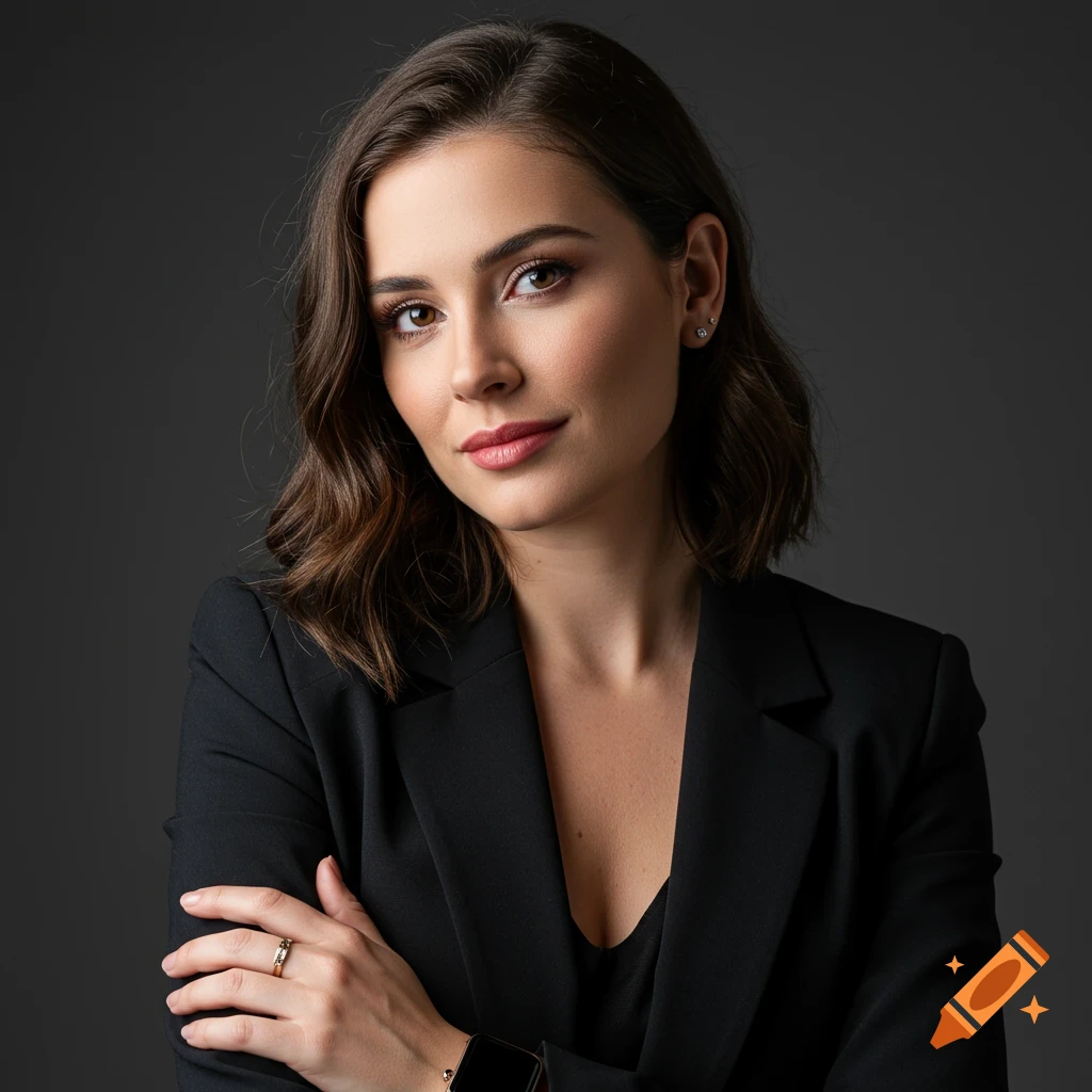 Portrait of a professional woman in a black blazer, arms crossed.