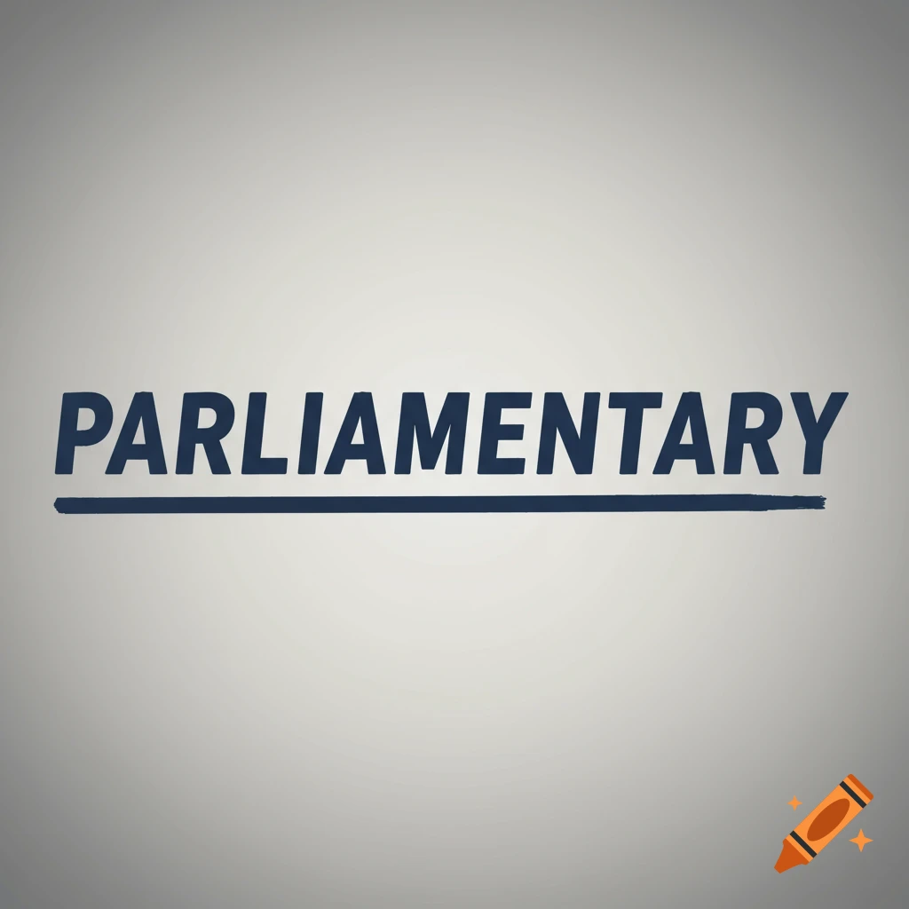The word PARLIAMENTARY in dark blue text with a blue line underneath on a gray background.