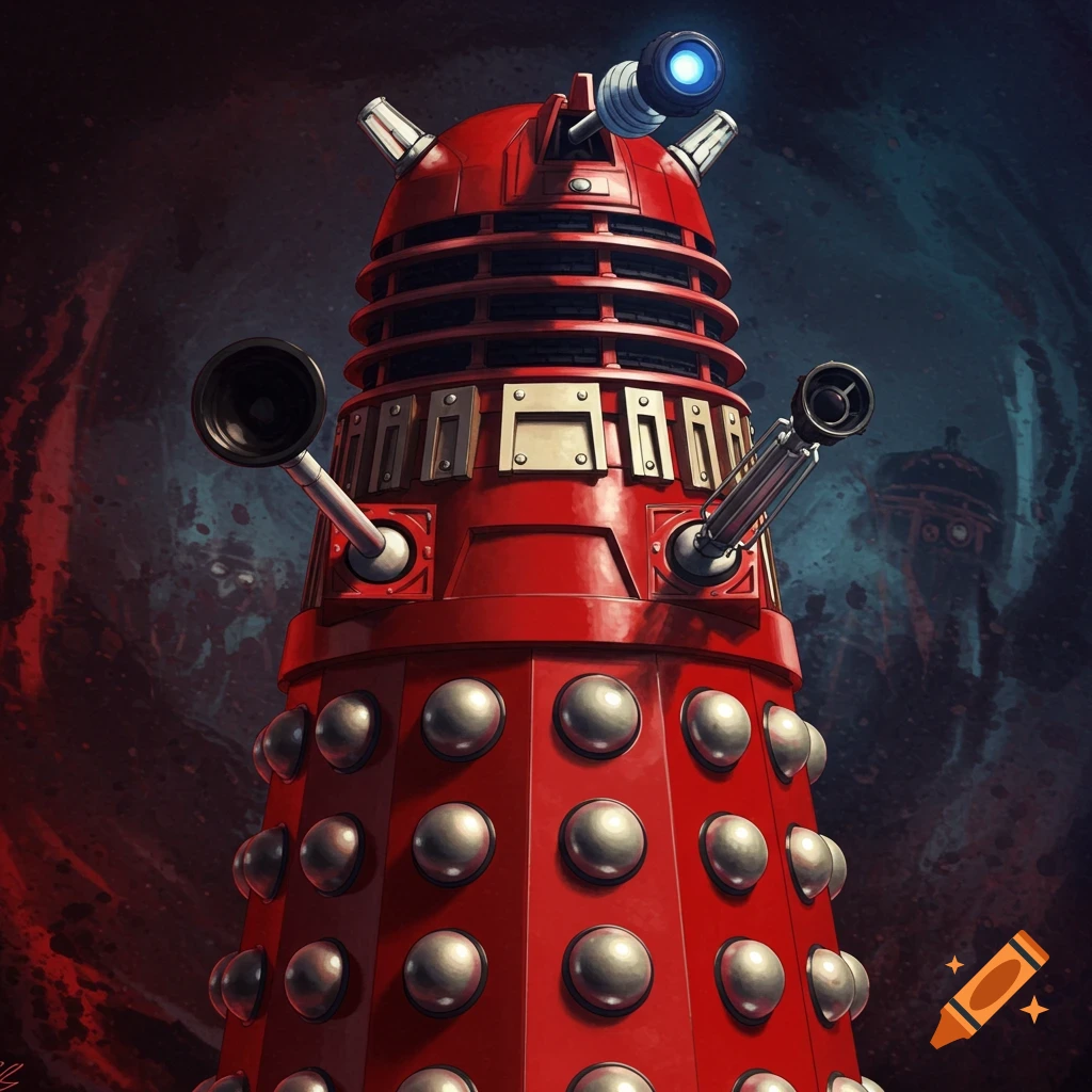 A red Dalek from Doctor Who.