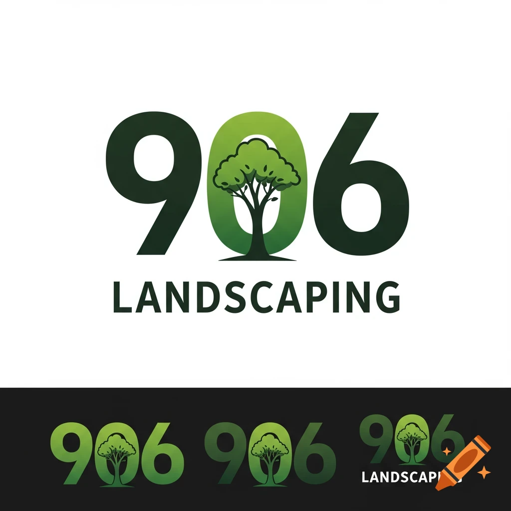 Green 906 landscaping logo with a tree replacing the zero.