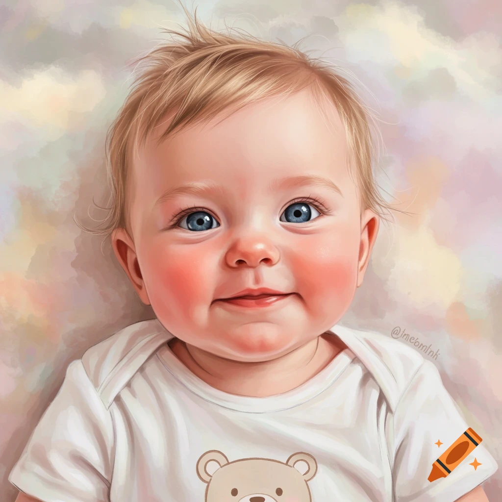 A baby with blue eyes.