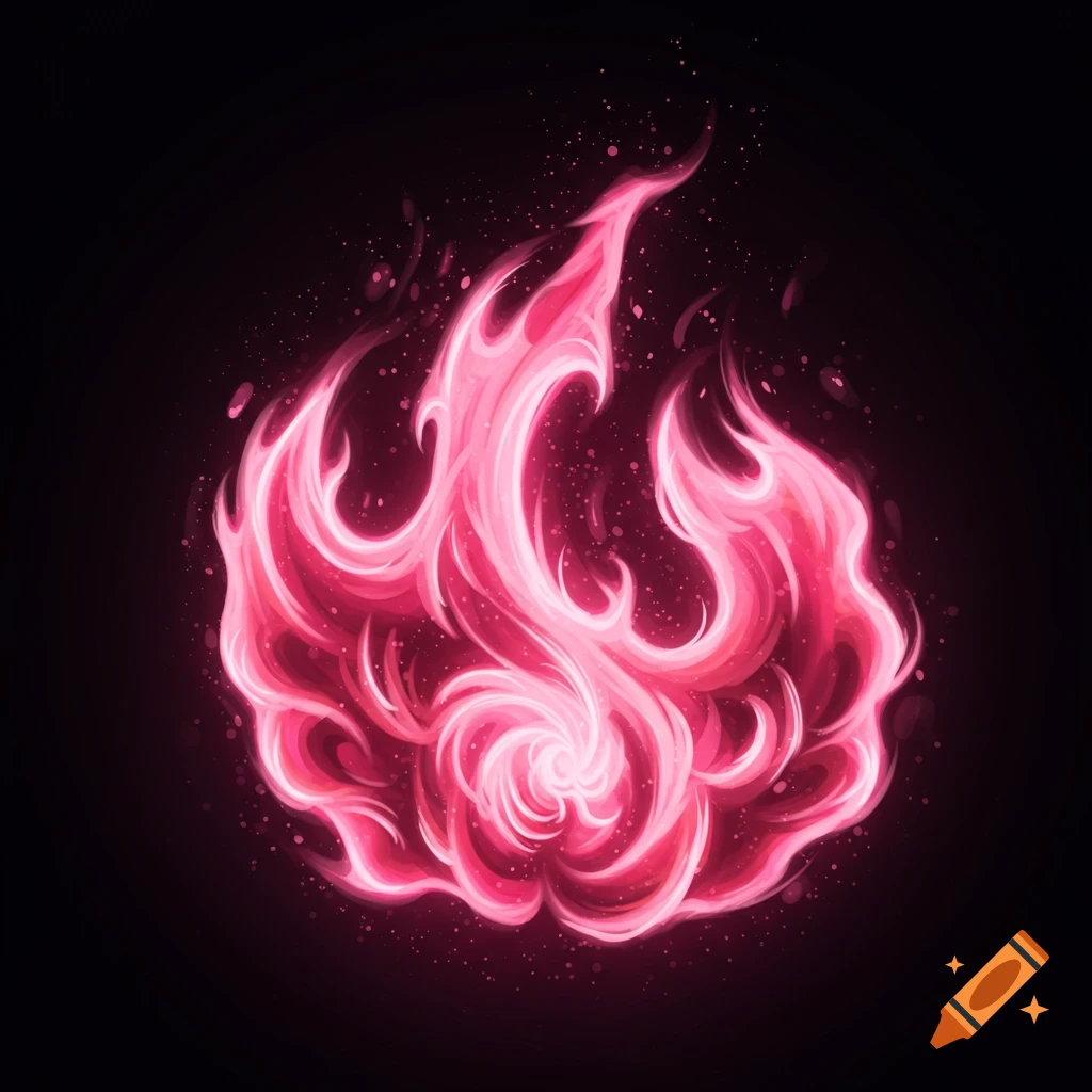 Swirling pink flames on a black background