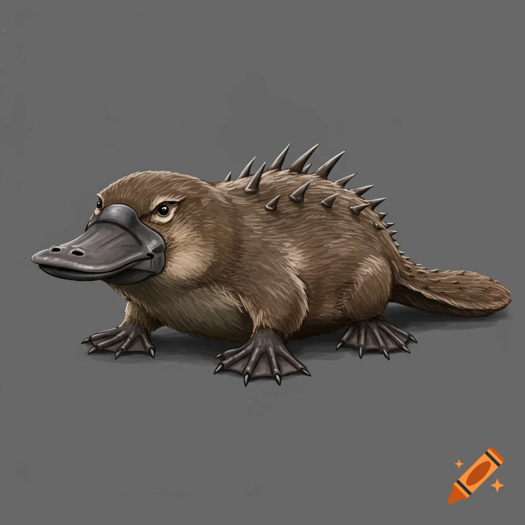 A brown platypus creature covered in spikes.
