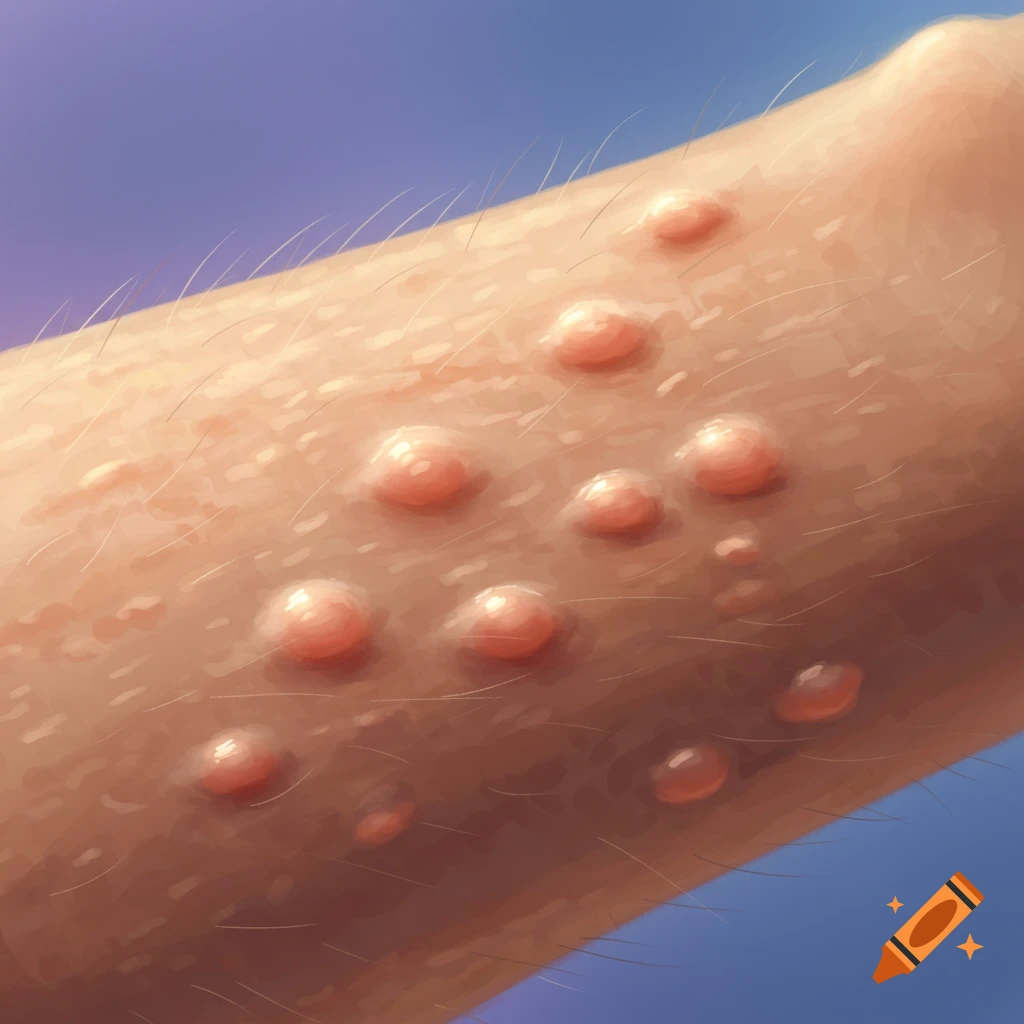 Close-up of skin with goosebumps and hair follicles.