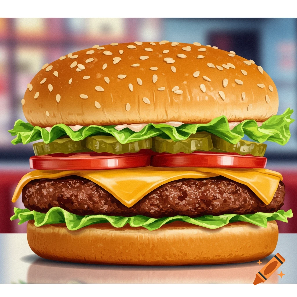 Detailed cheeseburger
