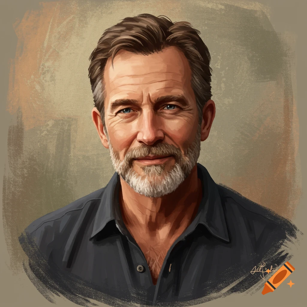 A portrait of a middle-aged man with a beard.