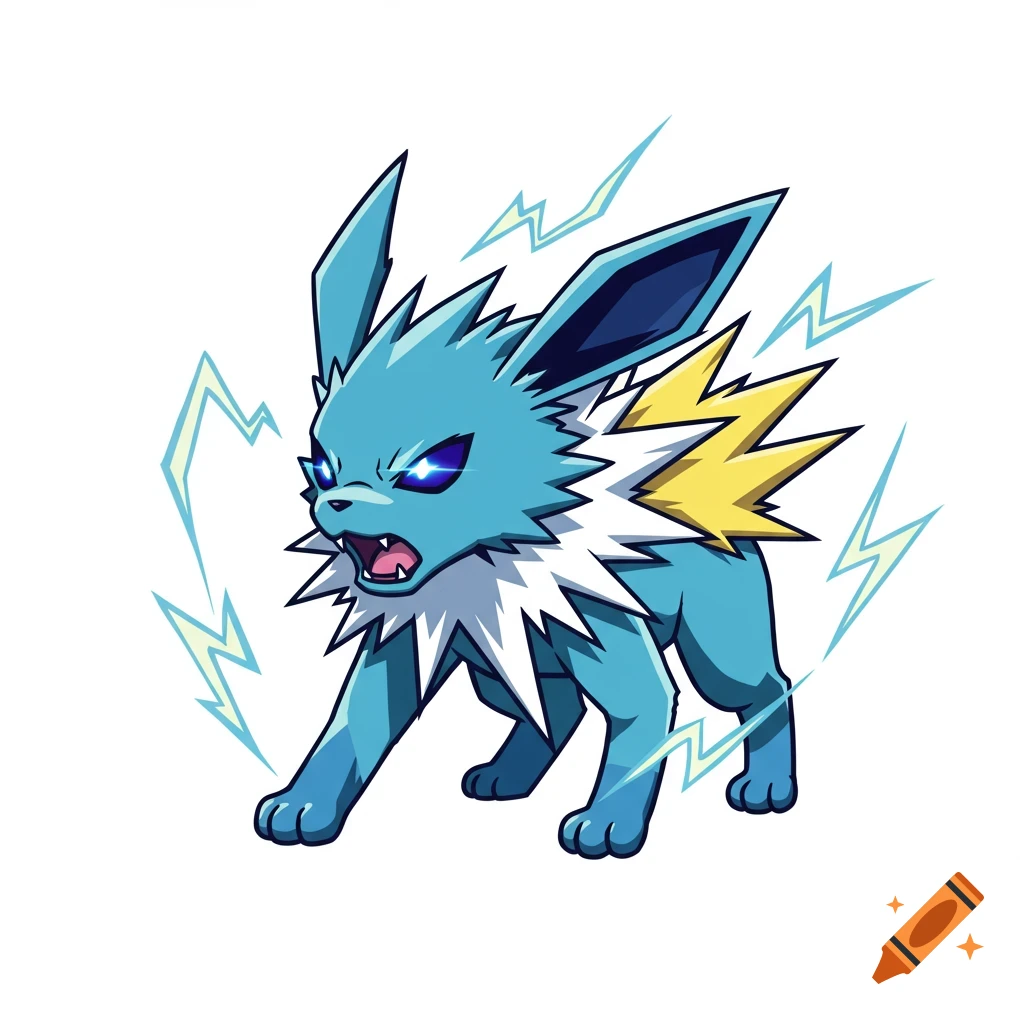 Jolteon growling in vector art style