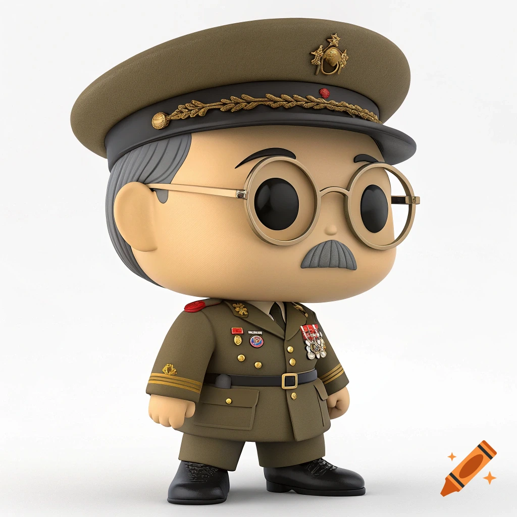 A Funko Pop figure of a historical military leader in uniform and glasses.