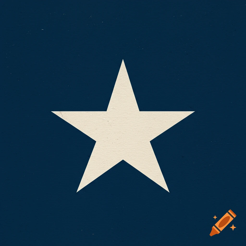 A large white star centered on a dark blue background with a textured appearance.