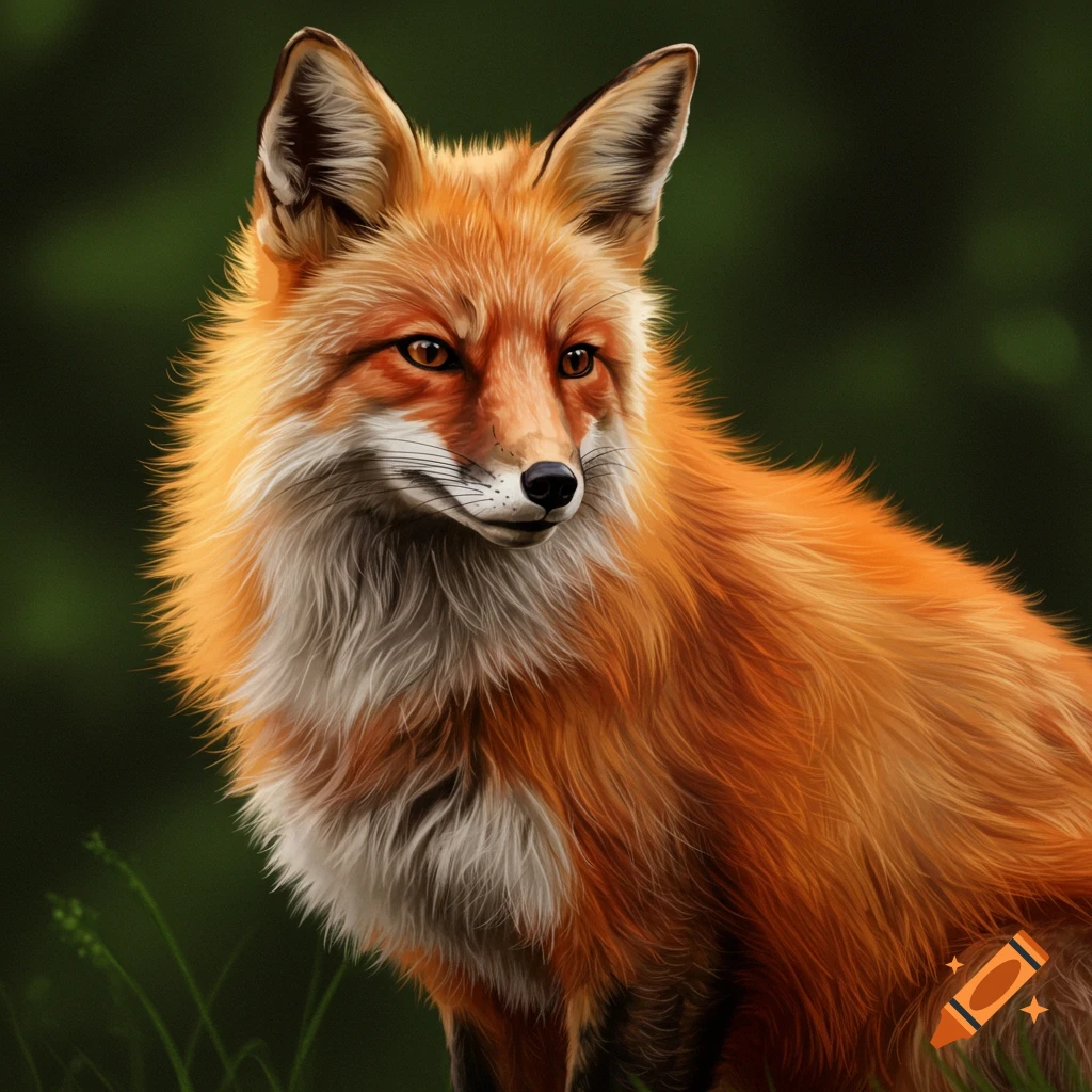 A red fox looking to the side.
