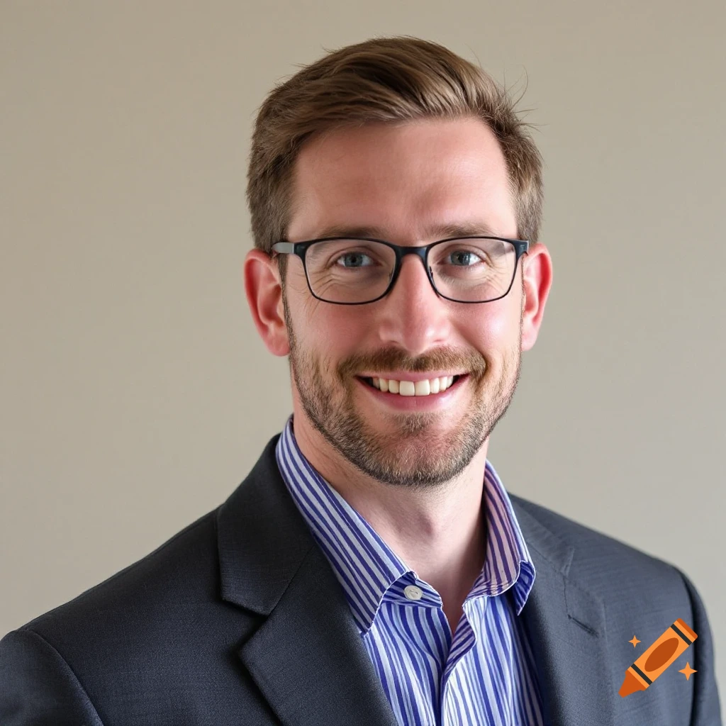 Portrait of a smiling man wearing glasses and a suit