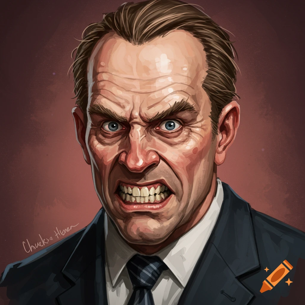 A man with an angry expression.