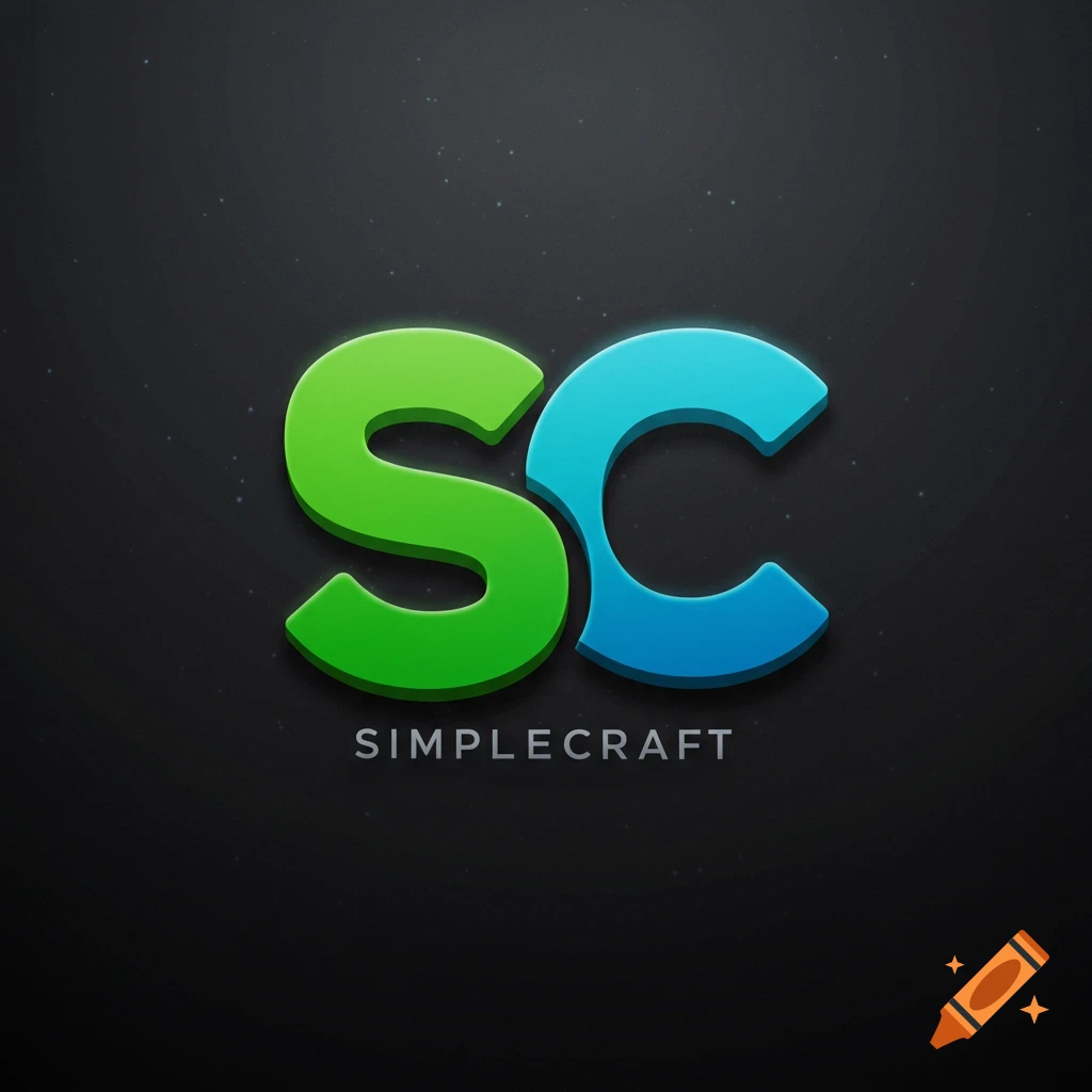 Green and blue SC logo above the text SIMPLECRAFT on a dark background