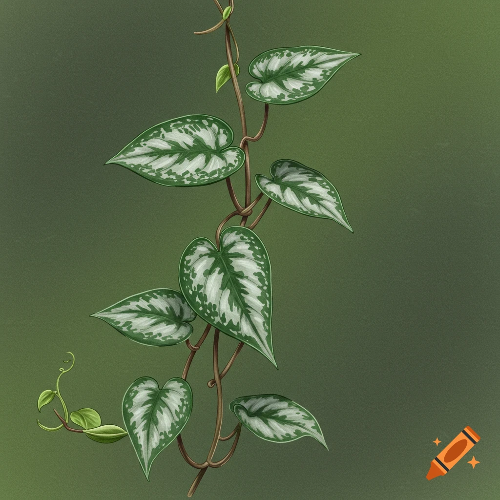 A silver lady scindapsus vine