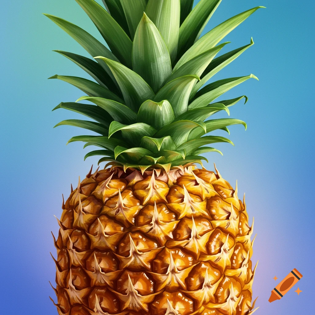A pineapple against a blue background