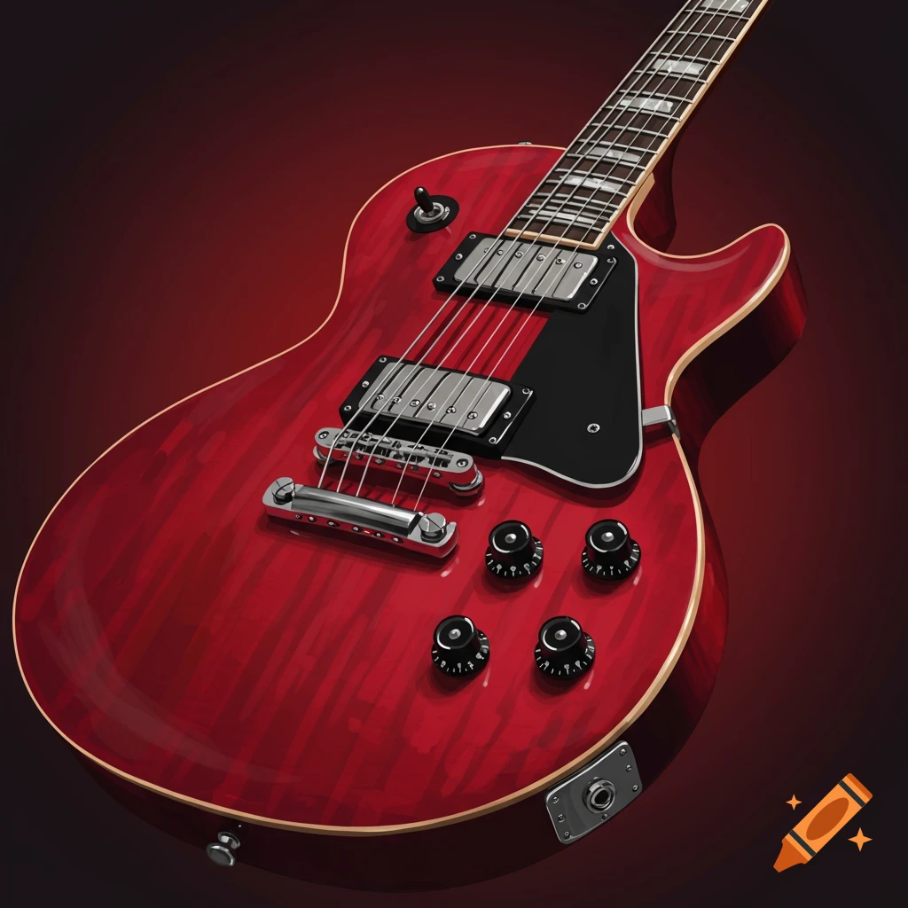 A red electric guitar close-up