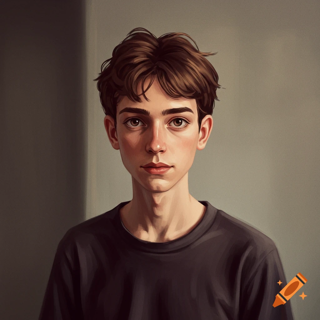 Portrait of a young man with brown hair