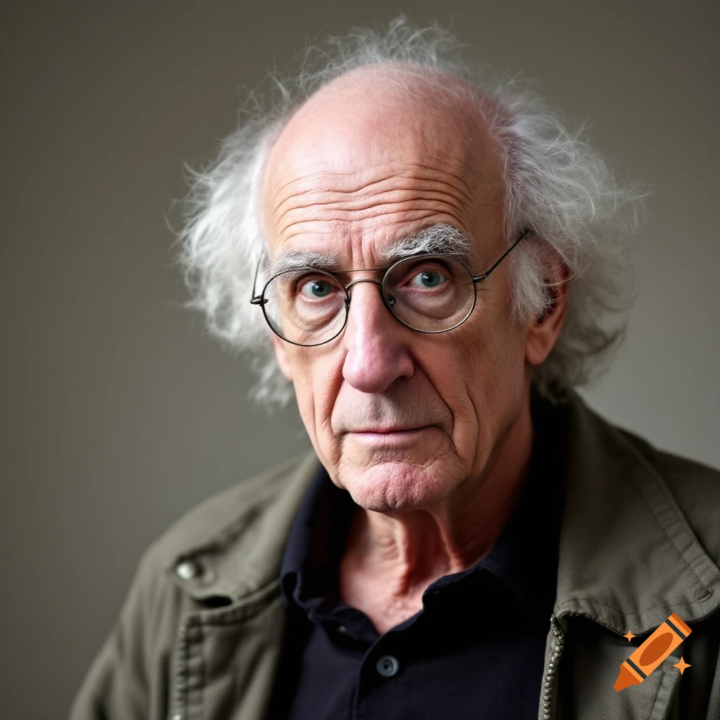 Close-up portrait of an older man with glasses and grey hair