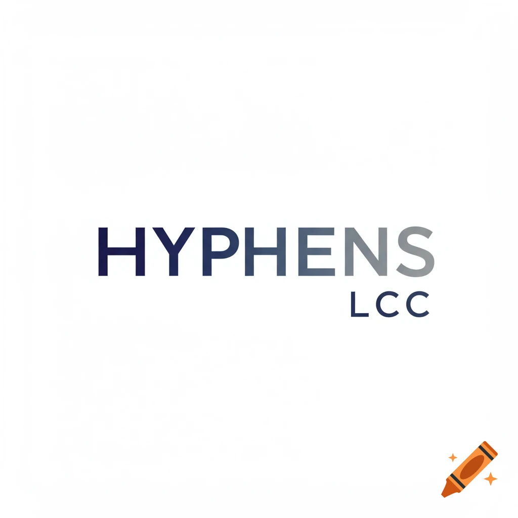 Logo with the text HYPHENS LCC in dark blue and gray on a white background.