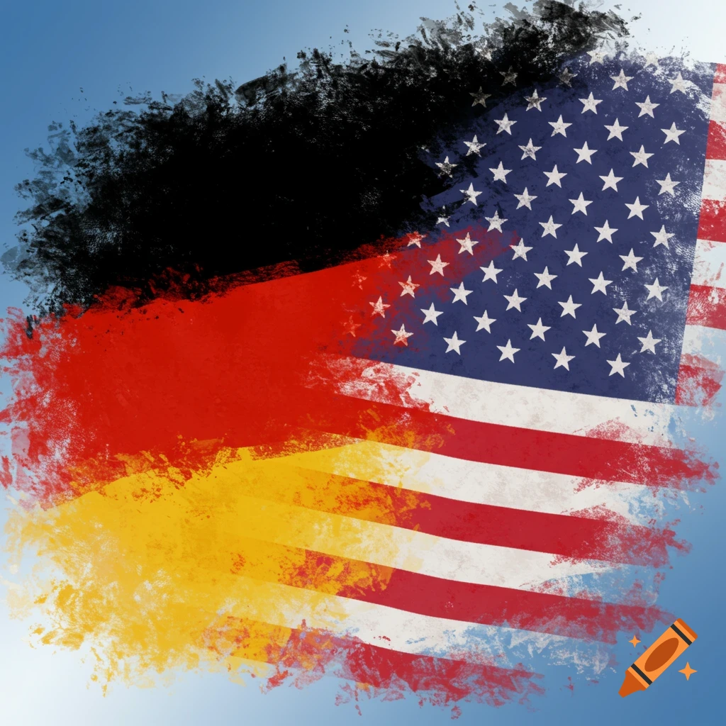 German and American flags overlapping