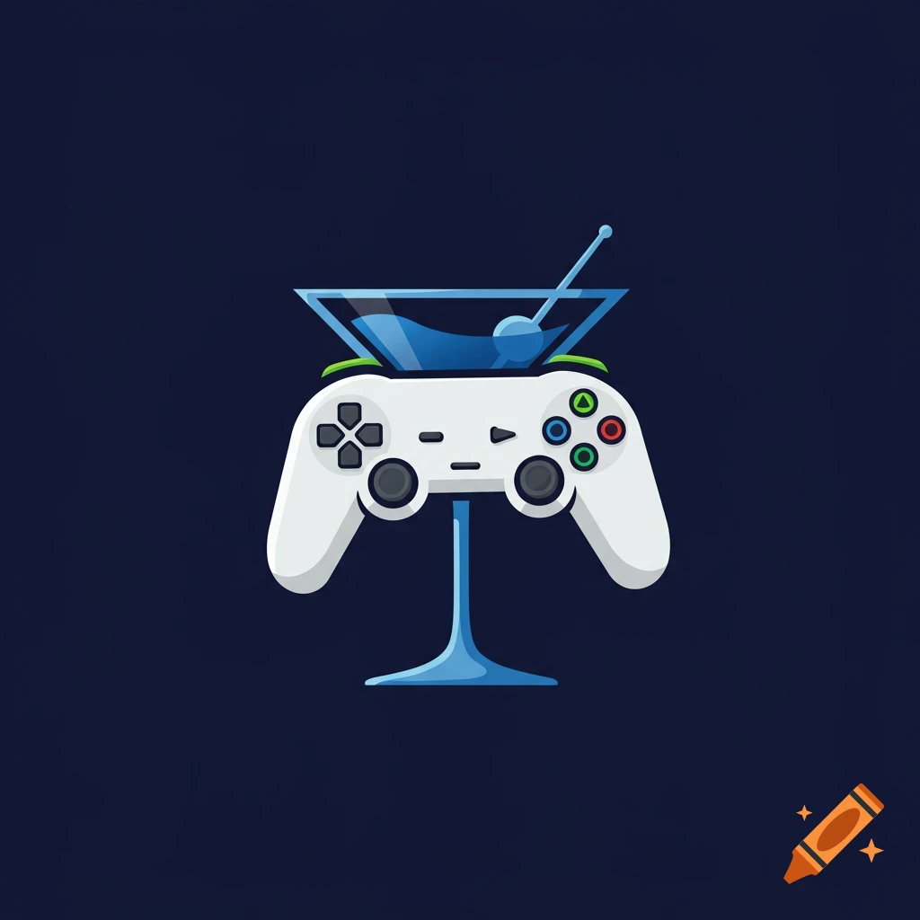 Logo of a game controller combined with a martini glass.