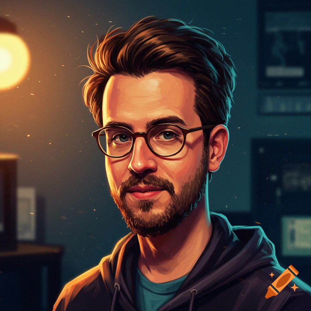 Portrait of a man with glasses and a beard.
