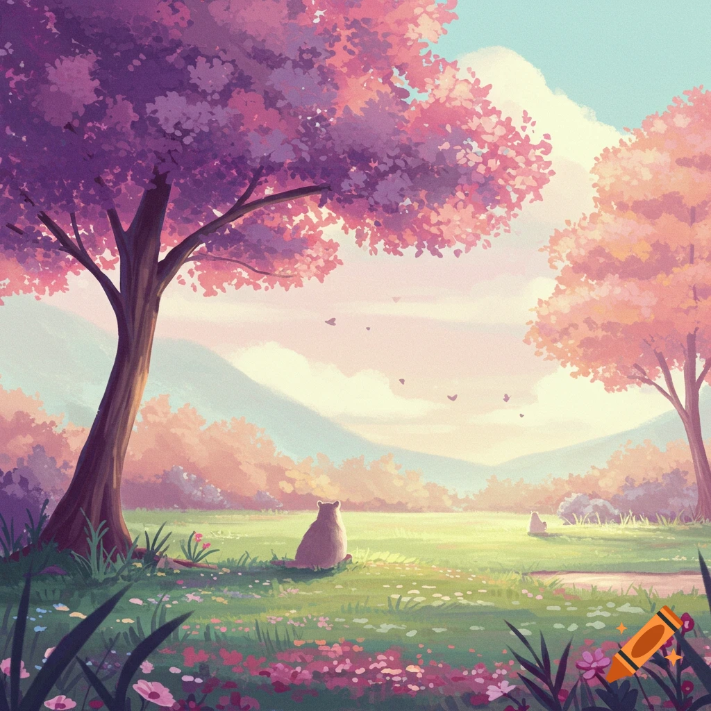 Anime-style heavenly landscape with sakura trees on Craiyon Anime-style heavenly landscape with sakura trees on Craiyon