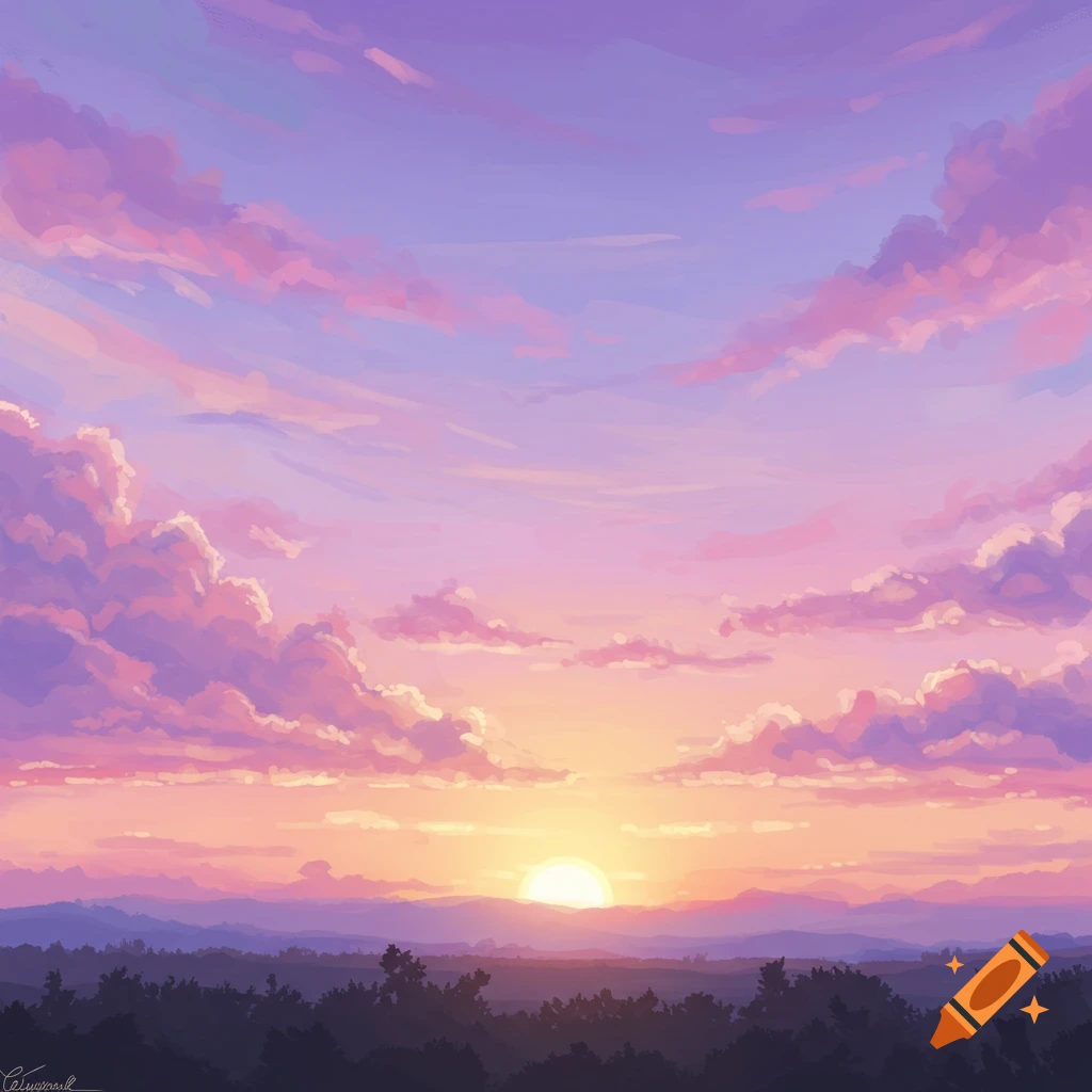 Pastel sunset over a forest