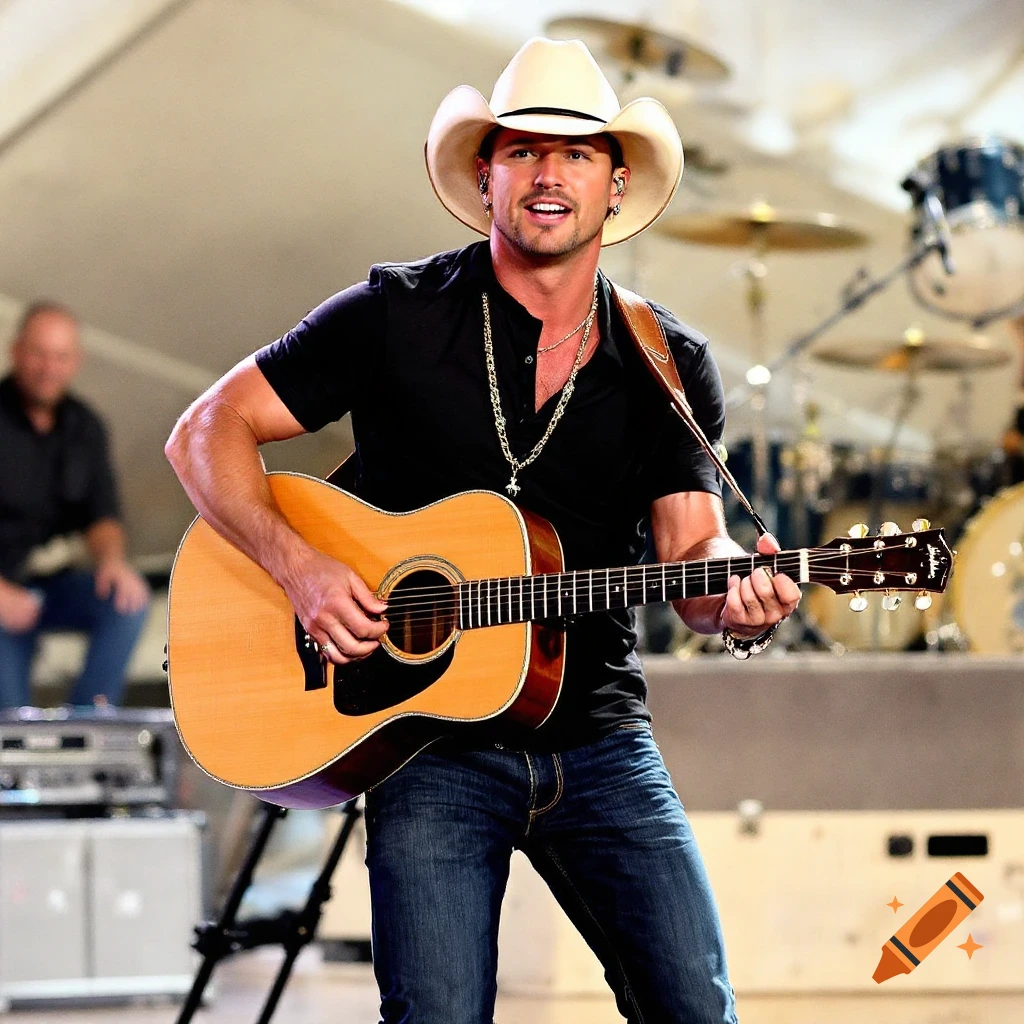 Man in a cowboy hat playing an acoustic guitar on stage.