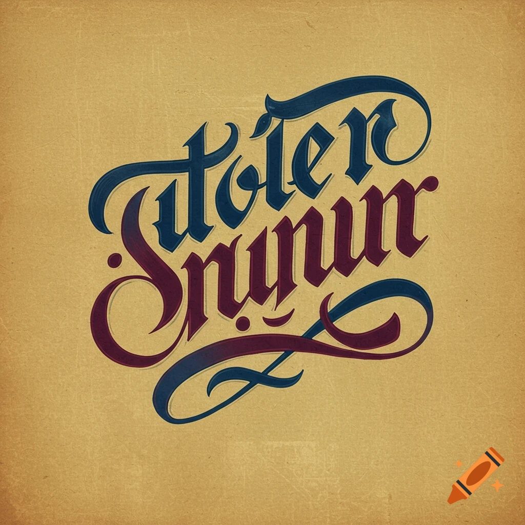 Stylized text 'Tolen Snunur' in blue and maroon on a vintage paper background.