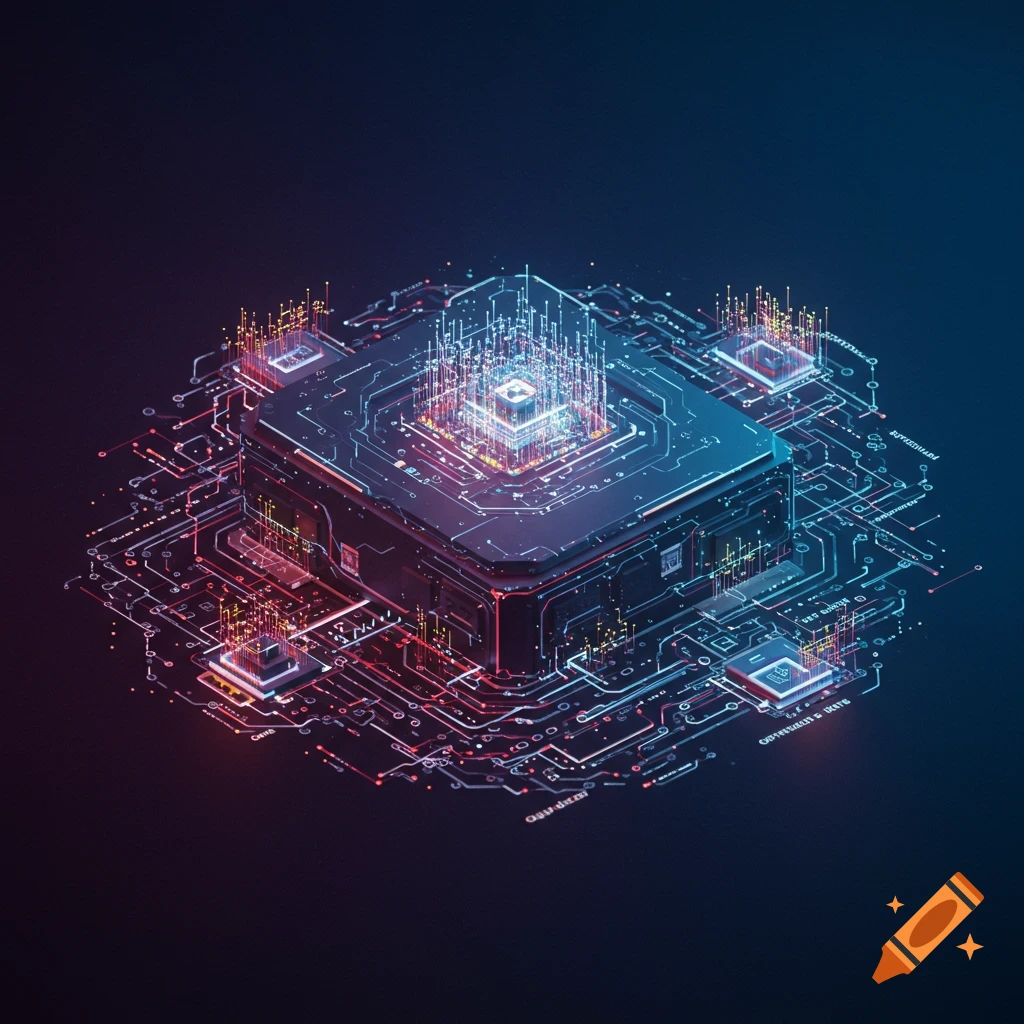 Isometric 3D Render Of A Cybersecurity Learning Game Board With 