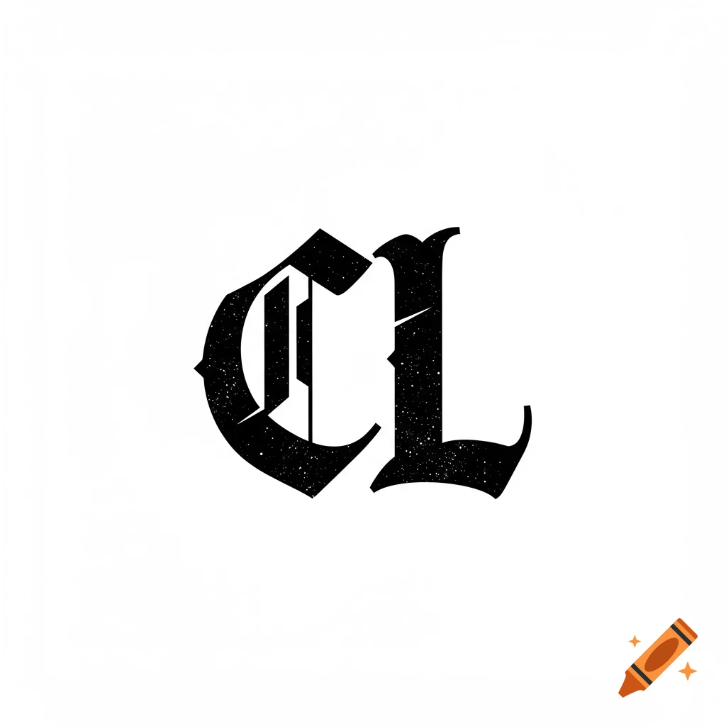 Black gothic letters CL logo on a white background