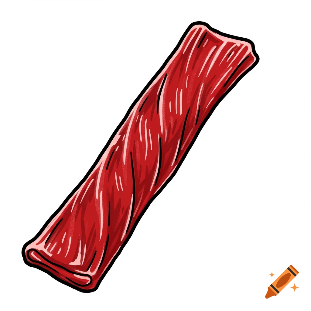Illustration of a red candy stick like a Twizzler.