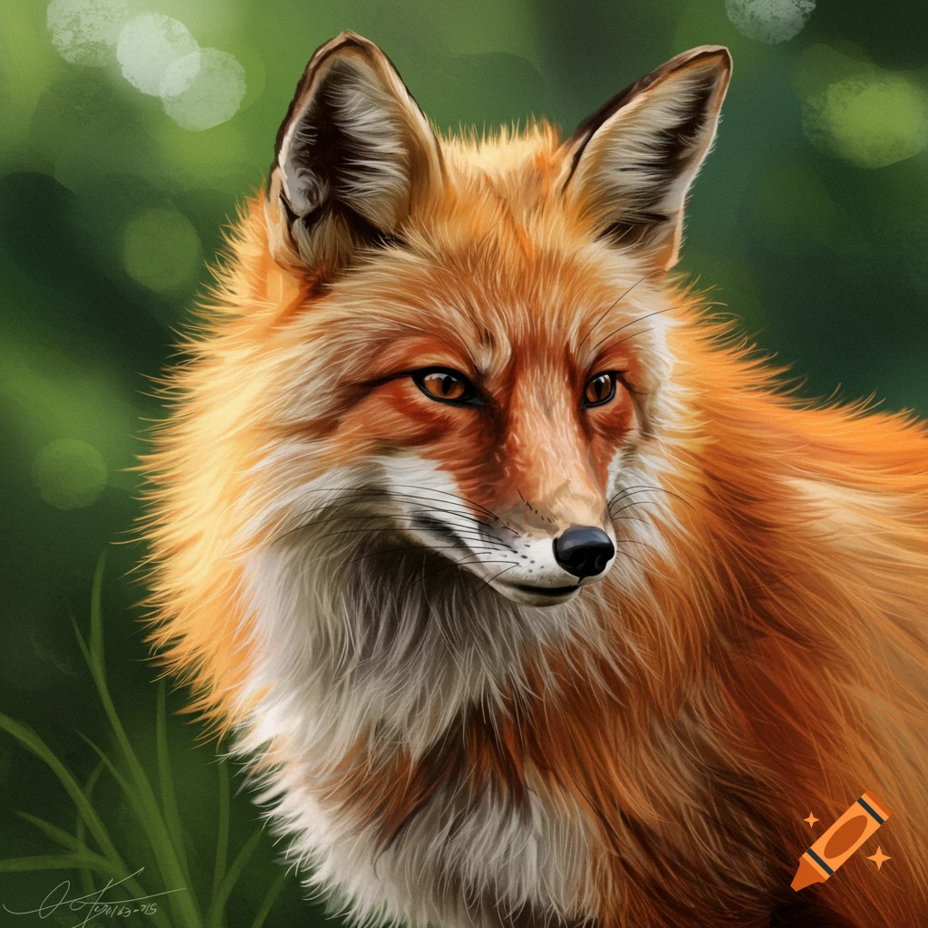 Close-up of a red fox against a green background