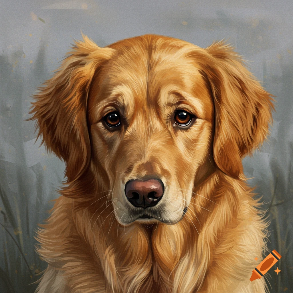 A sad-eyed golden retriever dog.