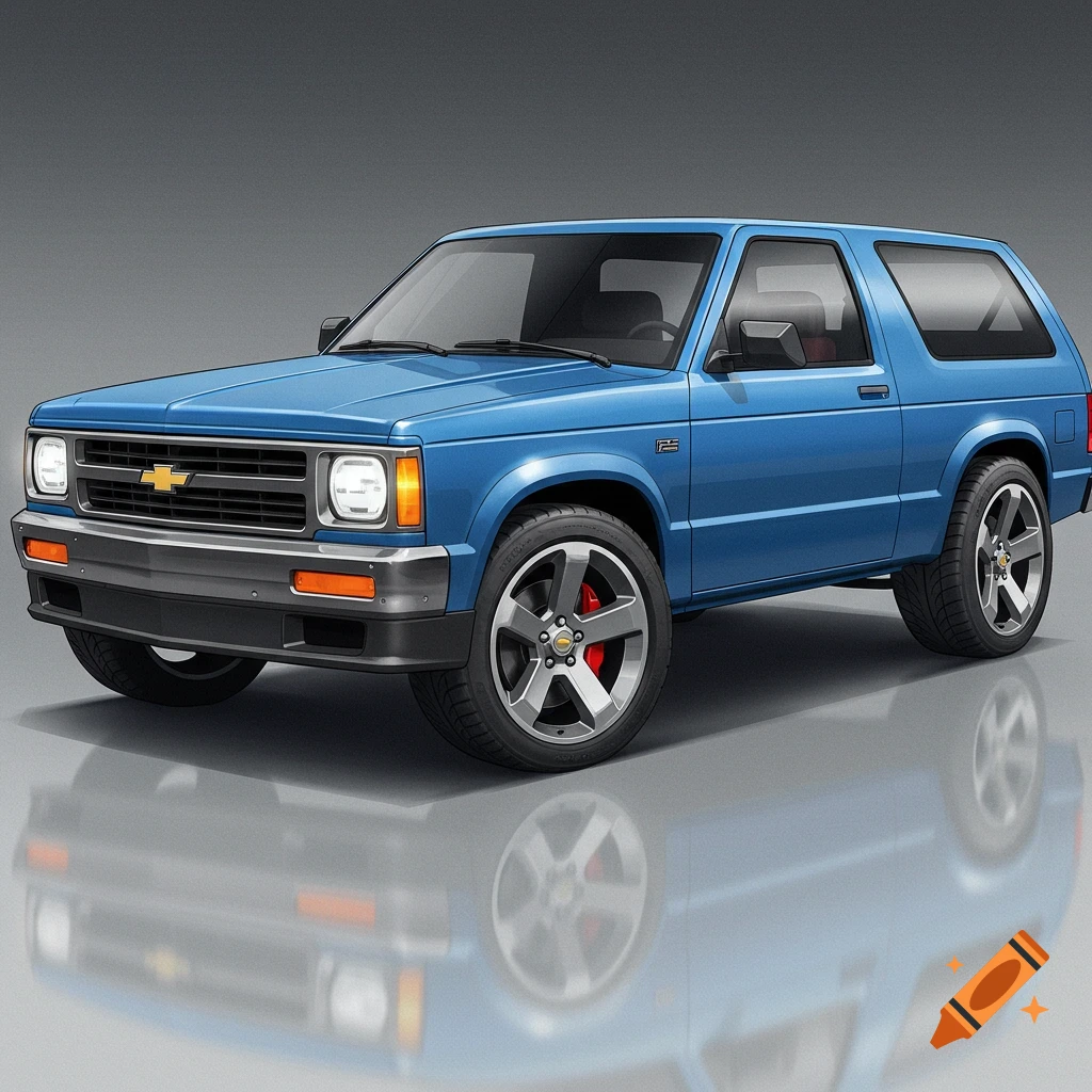 A blue Chevrolet S-10 Blazer truck.