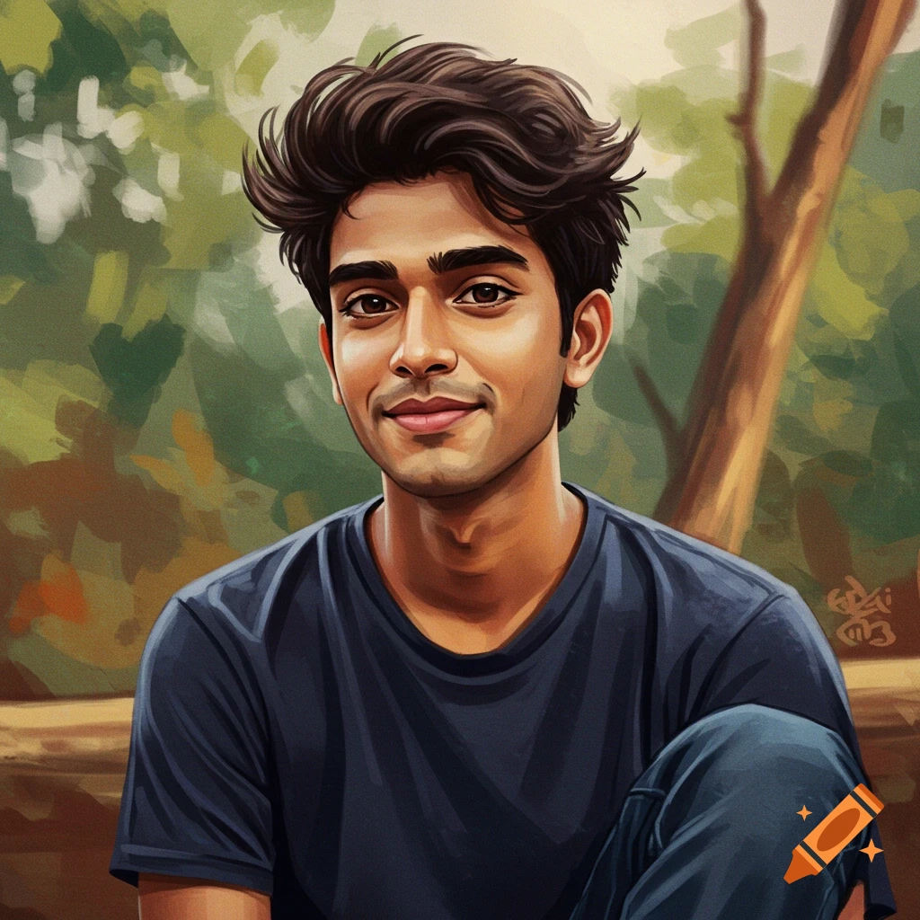 Portrait of a young man smiling while sitting outside.