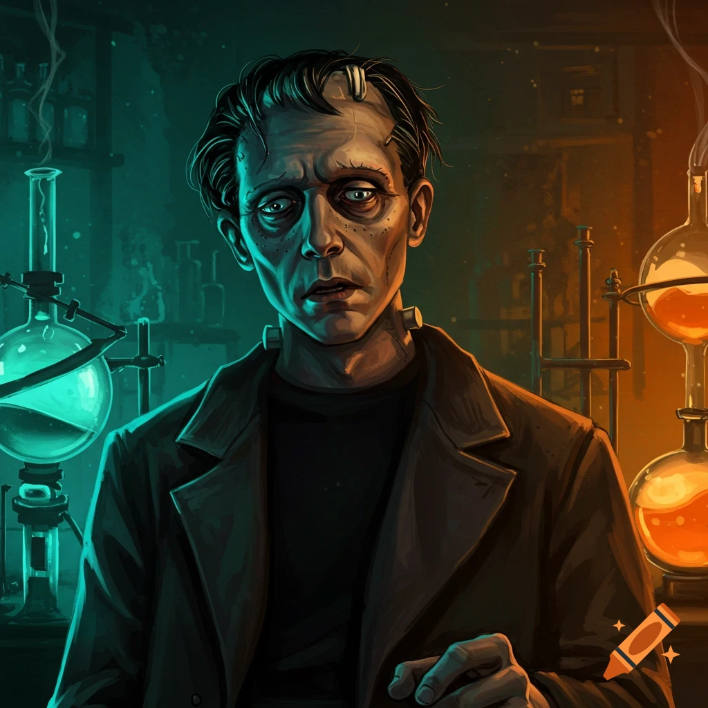 Frankenstein's monster in a laboratory.