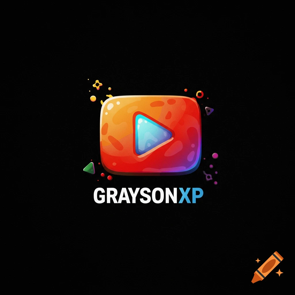Stylized colorful YouTube play button logo with GRAYSONXP text.