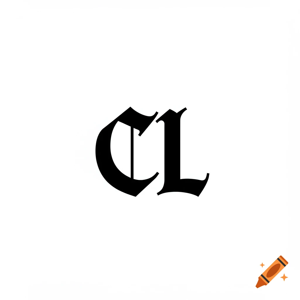 Gothic style letters CL as a logo on a white background.
