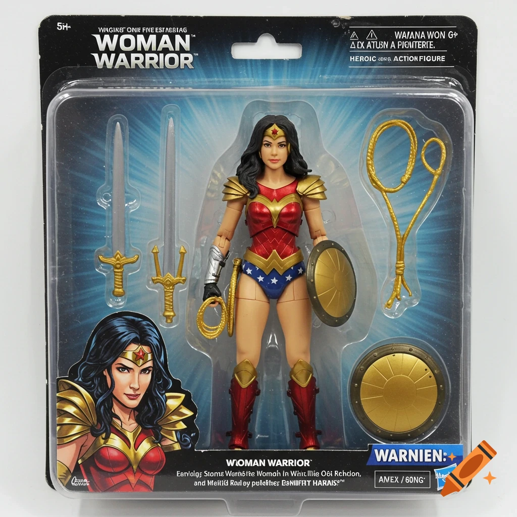 A Woman Warrior action figure in blister packaging with accessories.