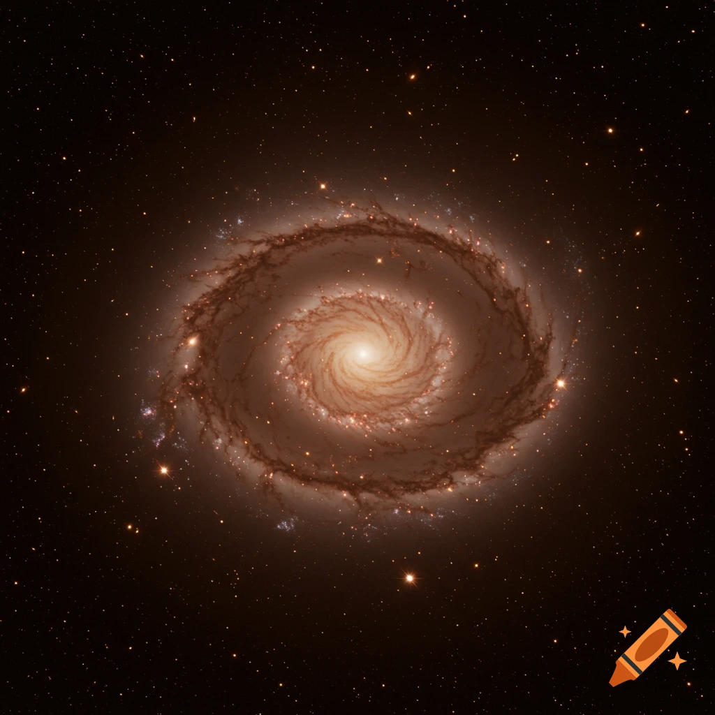 A detailed view of a spiral galaxy in space.