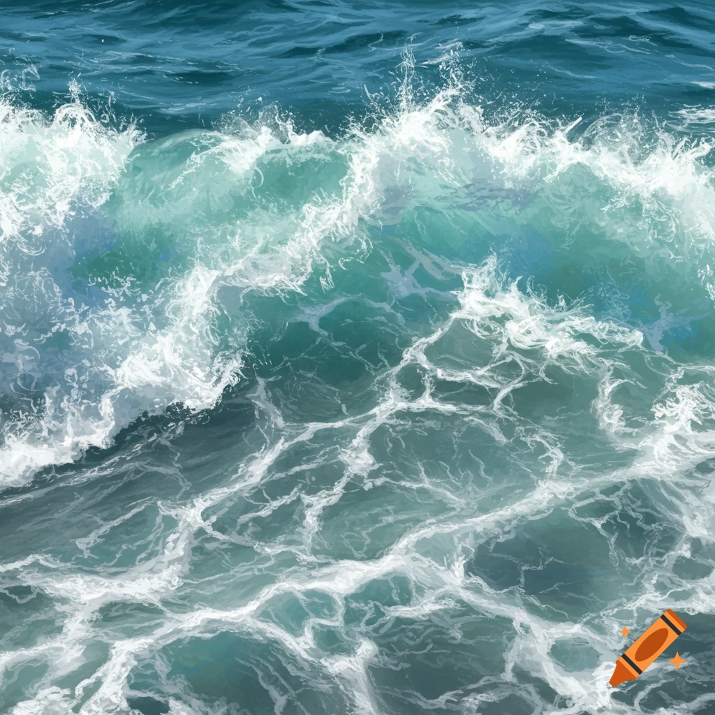 White seafoam on blue-green ocean waves.