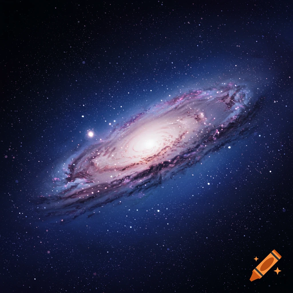 A spiral galaxy against a dark, star-filled background.