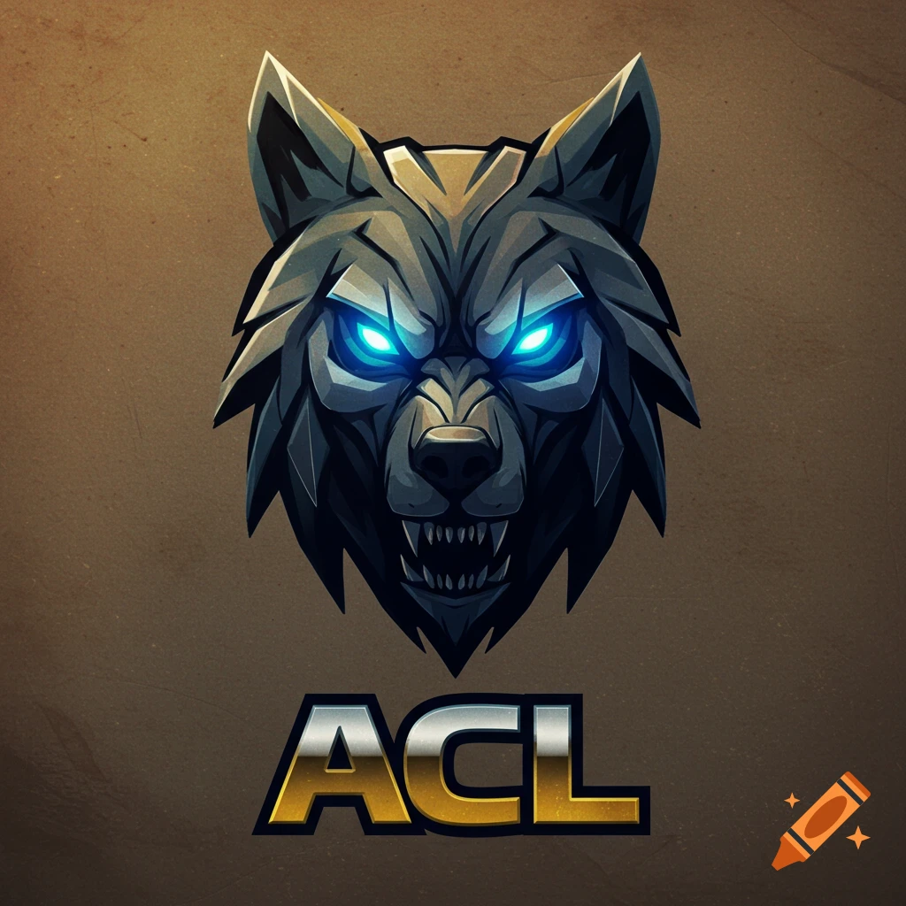 Stylized wolf head logo with glowing blue eyes above the letters ACL.