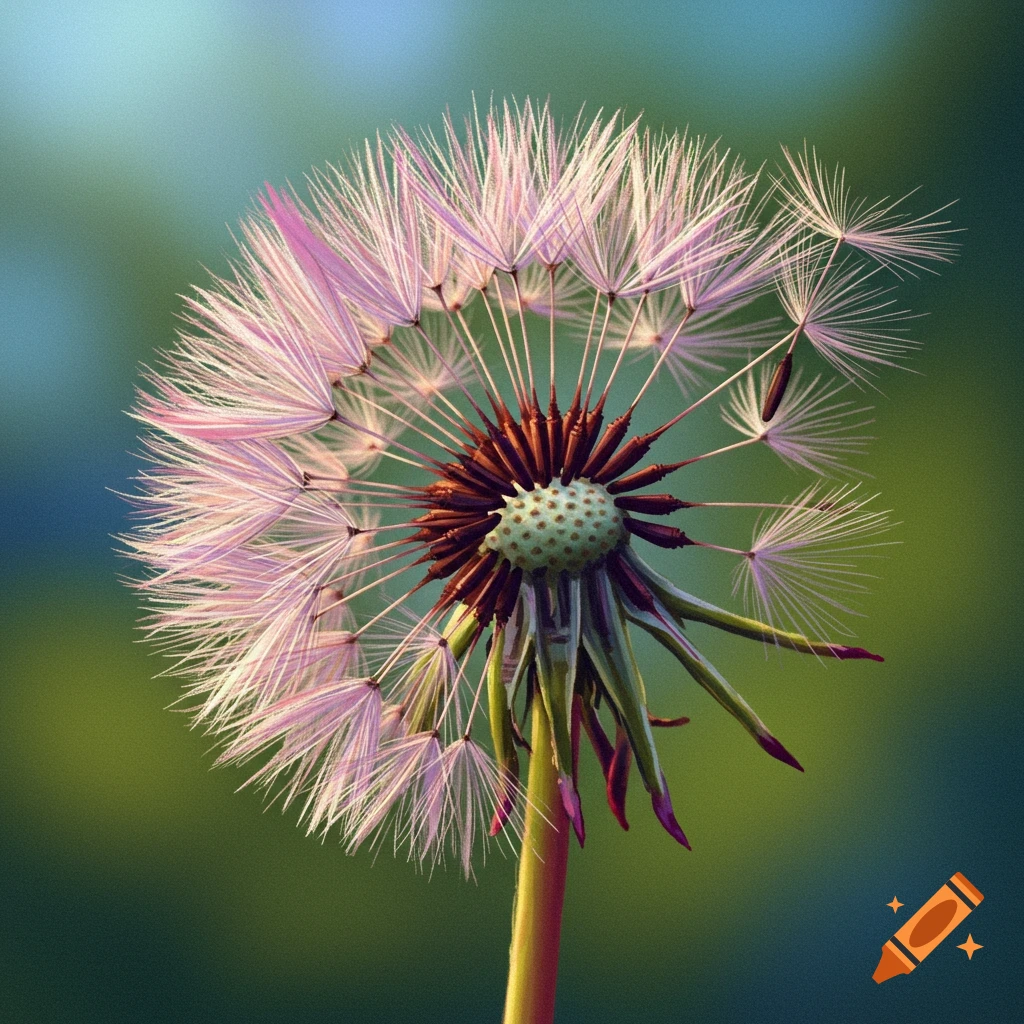 A close-up image of a dandelion seed head.