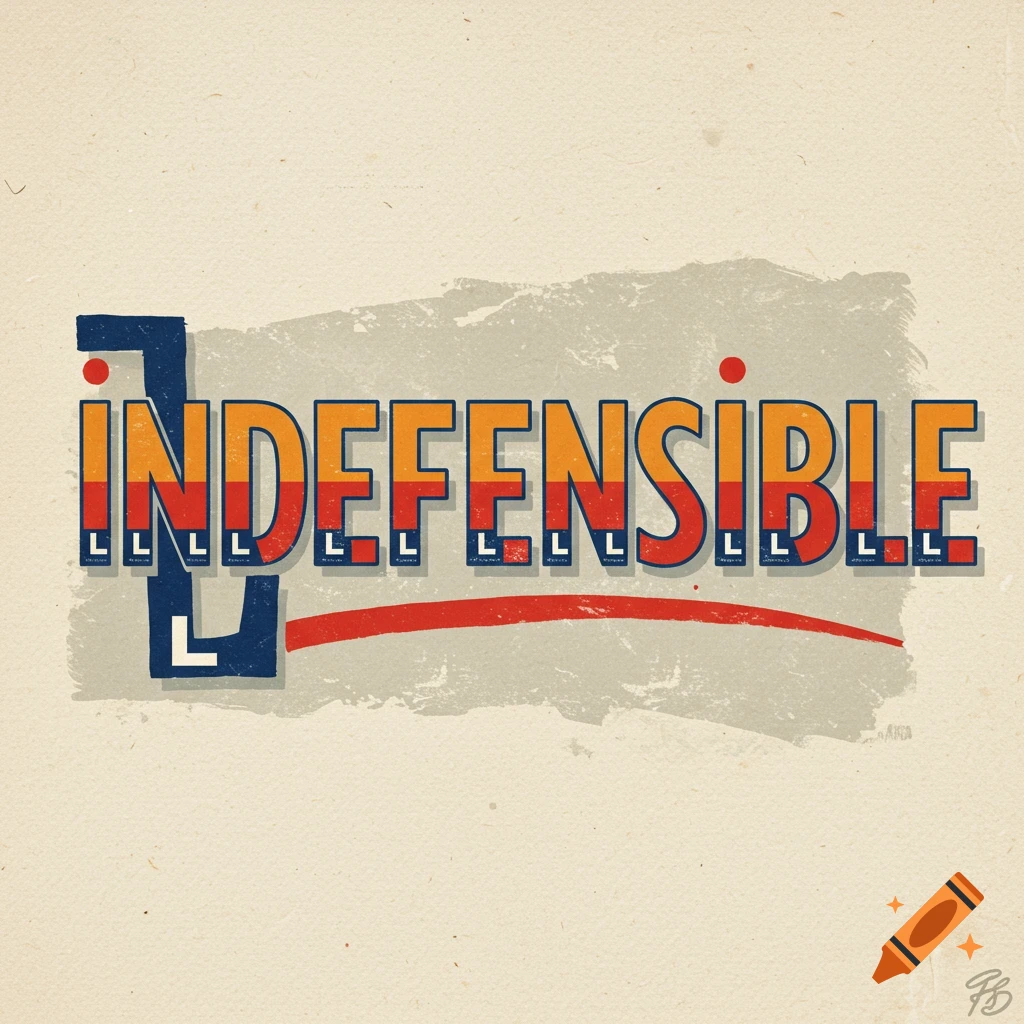 The word INDEFENSIBLE, styled using the colors and 'L' symbol of the Canadian Liberal Party.